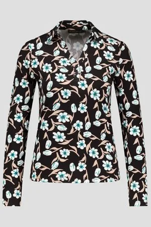Claude Arielle Zwarte polo met bloemen