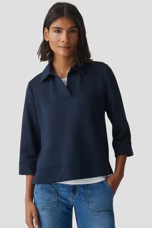 Opus Donkerblauwe trui met polokraag