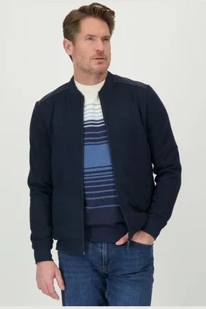 Dansaert Blue Donkerblauwe cardigan met bomber look