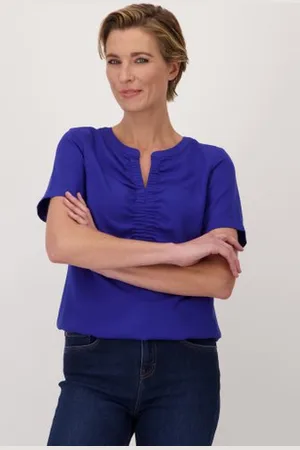Claude Arielle Blauwe blouse met V-hals