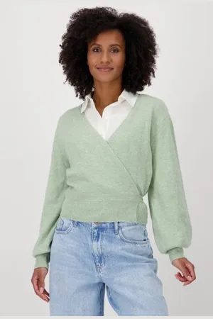 JDY Lichtgroene cardigan met wikkelsluiting