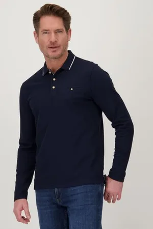 Dansaert Blue Blauwe polo met lange mouwen