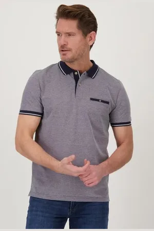 Dansaert Blue Donkerblauwe polo met streep in de kraag
