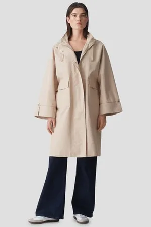 Opus Halflange beige trenchcoat - Waterafstotend