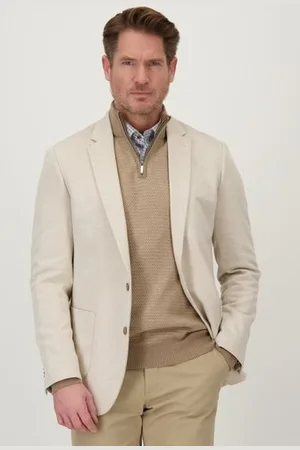 Dansaert Blue Lichtbeige blazer met bruine knopen - regular fit