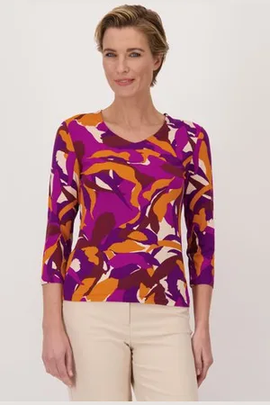 Claude Arielle Oranje T-shirt met V-hals