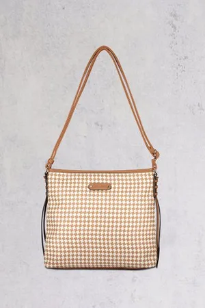 Bulaggi Ecru geruite crossbody handtas