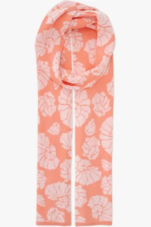 Libelle Sjaal in koraal met ecru print