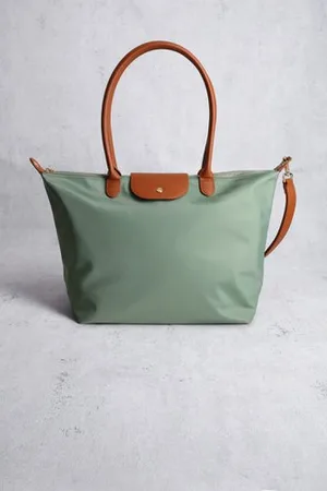 Liberty Island Groene schoudertas met bruine details