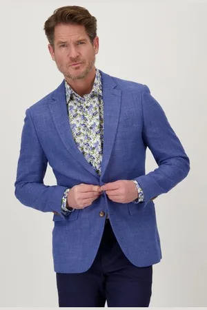 Dansaert Blue Blauwe gemêleerde blazer - Regular fit
