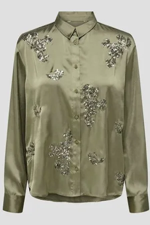 JDY Olijfgroene blouse met pailleten