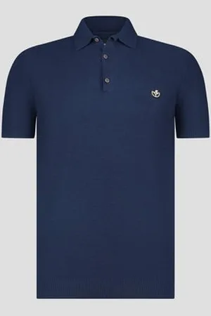 BLUE FIELDS Donkerblauwe tricot polo