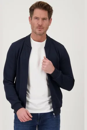 Dansaert Blue Donkerblauwe gemêleerde cardigan met rits