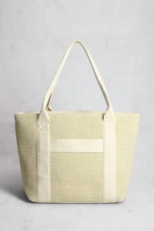 Liberty Island Grote ecru schoudertas in raffia