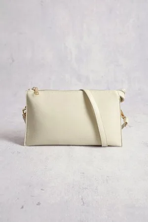 Liberty Island Ecru-witte handtas met crocolook