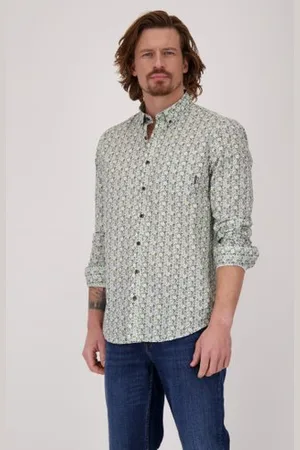 BLUE FIELDS Groen-blauw hemd - Regular fit
