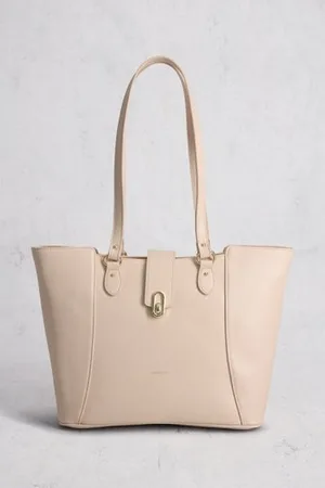 Hexagona Leather look schoudertas met gouden details