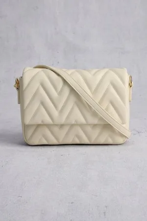 Liberty Island Ecru schoudertas met zigzag-quiltpatroon