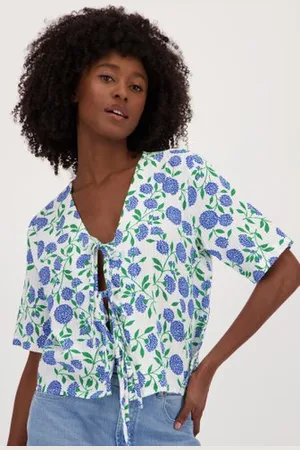 JDY Ecru blouse met bloemenprint