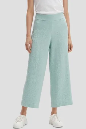 Opus Wijde groenblauwe broek