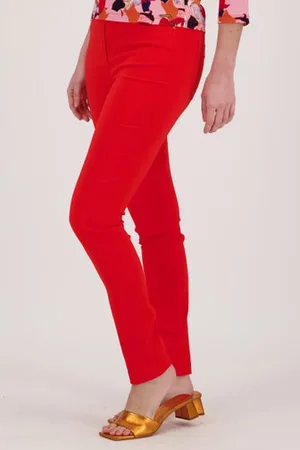 Claude Arielle Rode stretchbroek met elastische tailleband