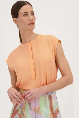 D Auvry Licht zalmroze blouse zonder mouwen