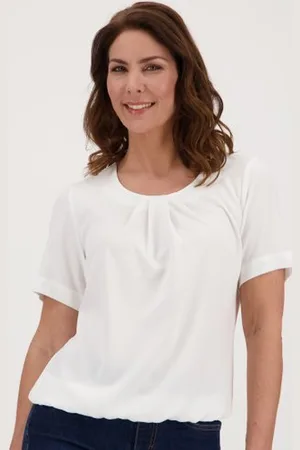 Claude Arielle Ecru blouse met korte mouwen