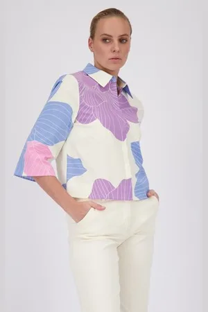 D Auvry Blouse met lila-blauwe bloemenprint