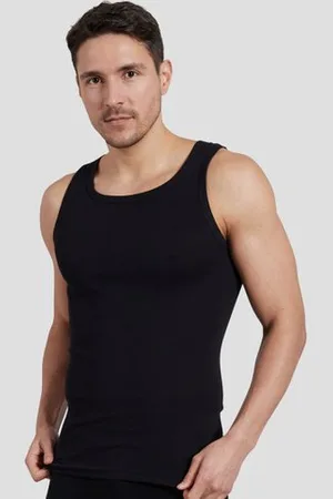 TOM TAILOR Zwarte geribde tanktop - Set van 2