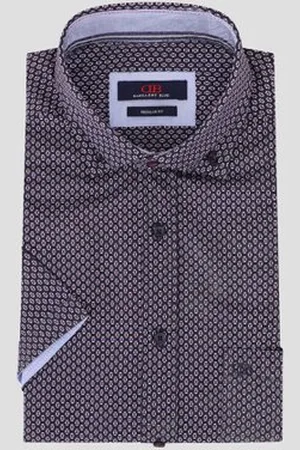 Dansaert Blue Donkerblauw hemd met miniprint - regular fit