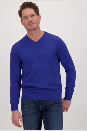 Dansaert Blue Fijne blauwe trui met V-hals