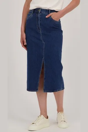 Liberty Island Halflange denim rok - donkerblauw