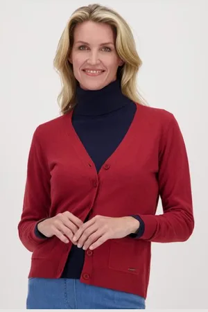 Claude Arielle Roodbruine cardigan met ton-sur-ton knopen