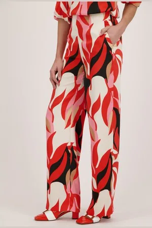 D Auvry Wijde geprinte broek met satin look