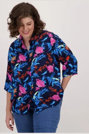 ONLY Blauwe blouse met kleurrijke bloemenprint