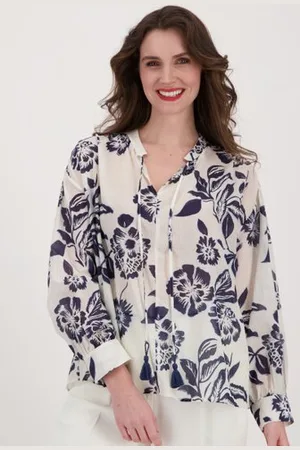 More & More Ecru blouse met bloemenprint