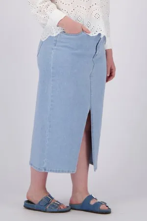ONLY Lichtblauwe jeansrok met split