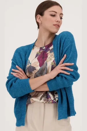 More & More Blauwe cardigan met wol