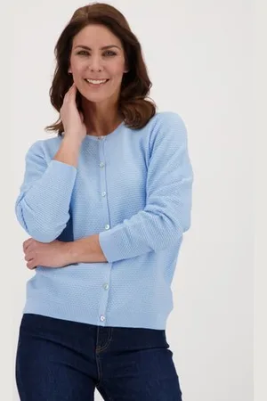 Signature Lichtblauwe fijngebreide cardigan