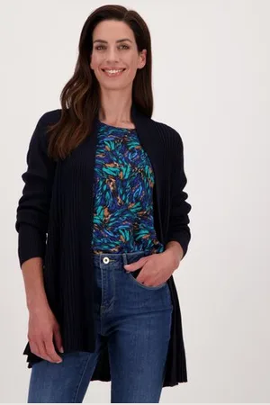 Signature Donkerblauwe geribbelde cardigan