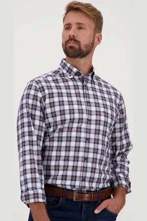 Dansaert Blue Hemd met geruite print - Regular fit