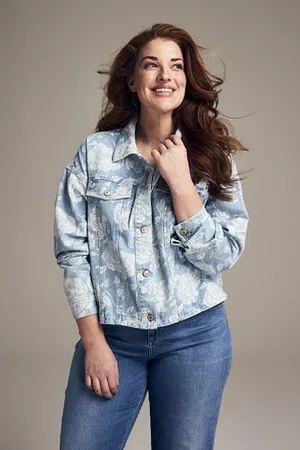 ONLY Blauwe Jeansvest met bloemenprint