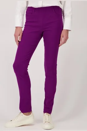 Claude Arielle Paarse stretchbroek met elastische taille