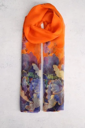 Liberty Island Fijn sjaaltje met blauwe bloemenprint