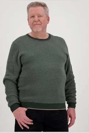 Jefferson Groene trui met fijn ecru motief
