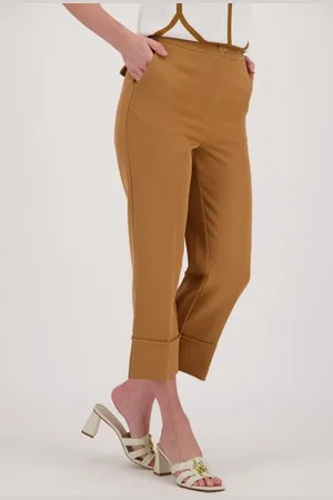 D Auvry Bruine geklede broek met omslag