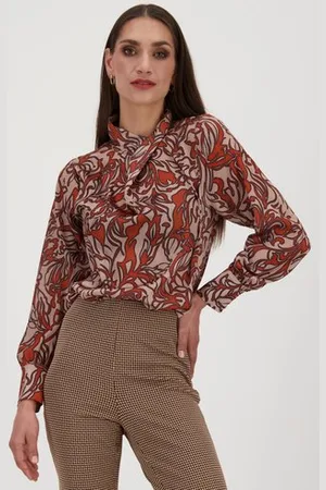 D Auvry Geprinte blouse met satin look