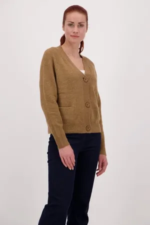 Liberty Island Lichtbruine cardigan met glitterhals