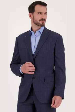 Dansaert Black Blauwe geruite kostuumvest - Clive - Comfort fit