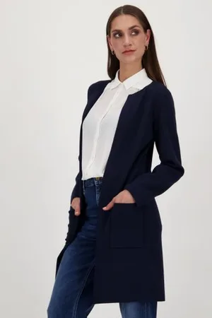 D Auvry Lange donkerblauwe cardigan